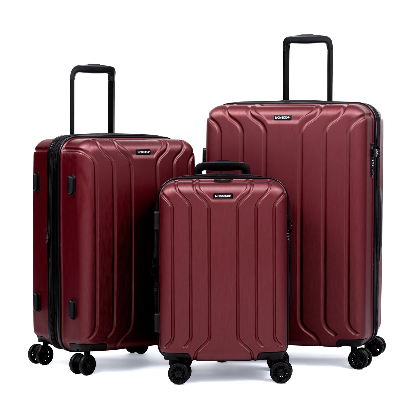 NEW YORK Luggage Expandable Spinner Wheels Hard Side Shell Travel Suitcase Set 3 Piece Lightweight, TSA Lock, Double USB Port + 2 Packing Cubes (Burgundy, 3-Piece Set (20/24/28))