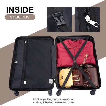 Luggage 3 Piece Set,Suitcase Set with Spinner Wheels Hardside Lightweight Luggage Set 20In24In28In.(Golden)