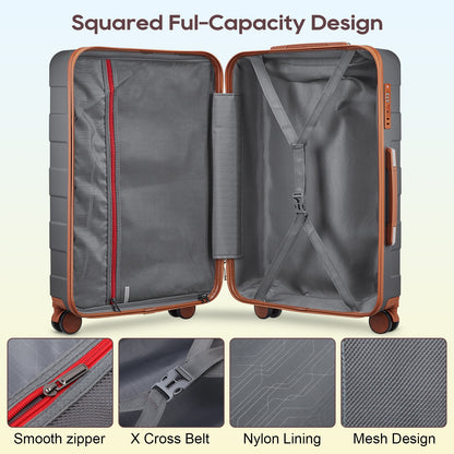 Luggage, ABS Hard Luggage Set with Spinner Wheels, with TSA Lock, Lightweight and Durable (Unisex)