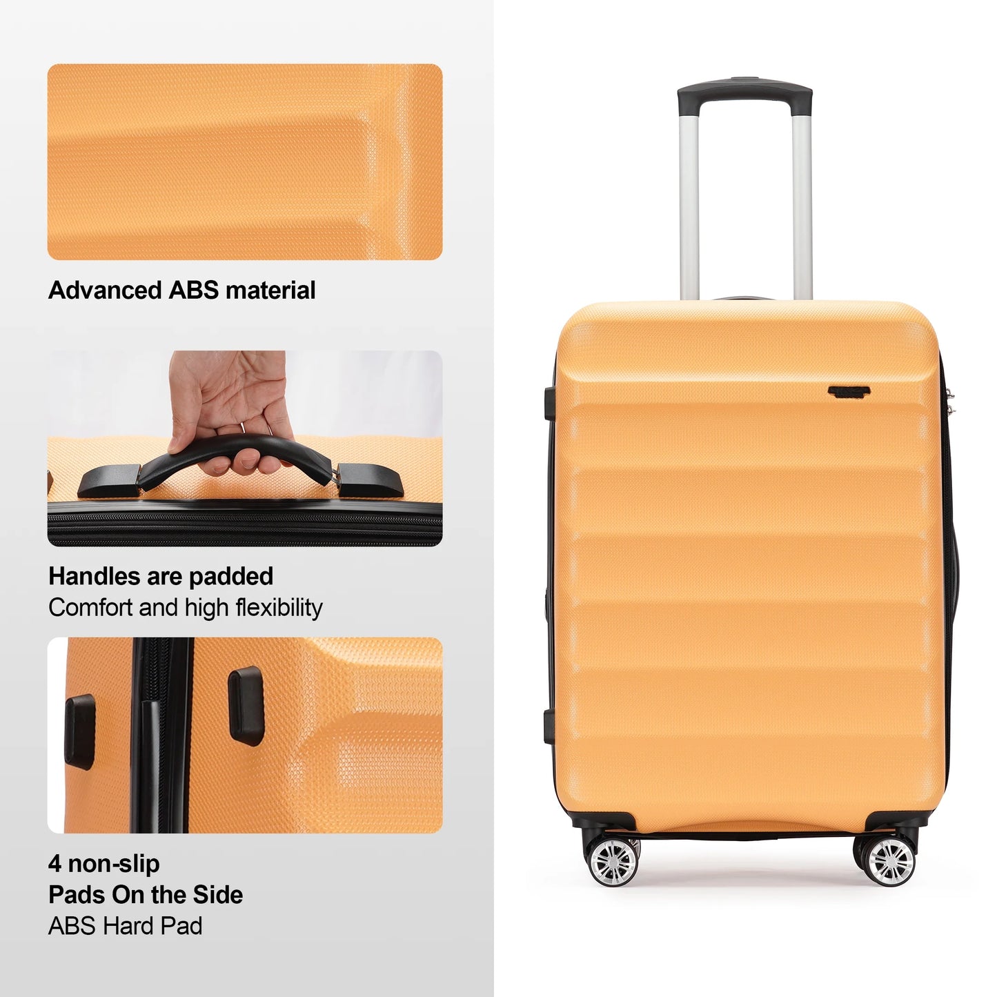 28 Inch Expandable Luggage,Large Suitcase with Wheels,Yellow