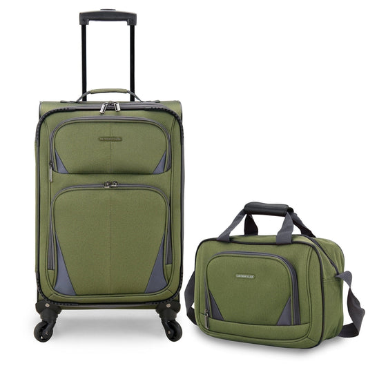 Forza 2-Piece Expandable Softside Carry-On Luggage Set – Spinner Wheels, Tsa-Approved, Tote Bag, Lightweight Travel Suitcase, Green