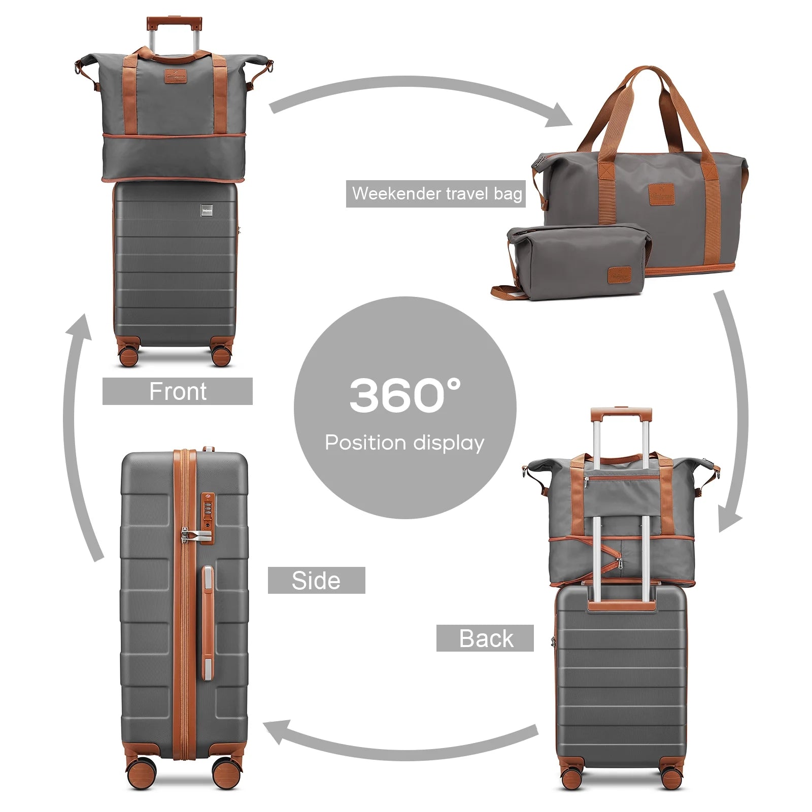 Luggage, ABS Hard Luggage Set with Spinner Wheels, with TSA Lock, Lightweight and Durable (Unisex)