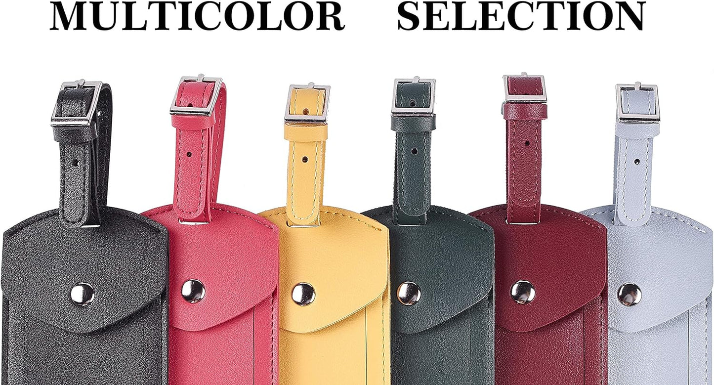 Leather 2 Luggage Tag Baggage Bag Travel Tags with Privacy Flap