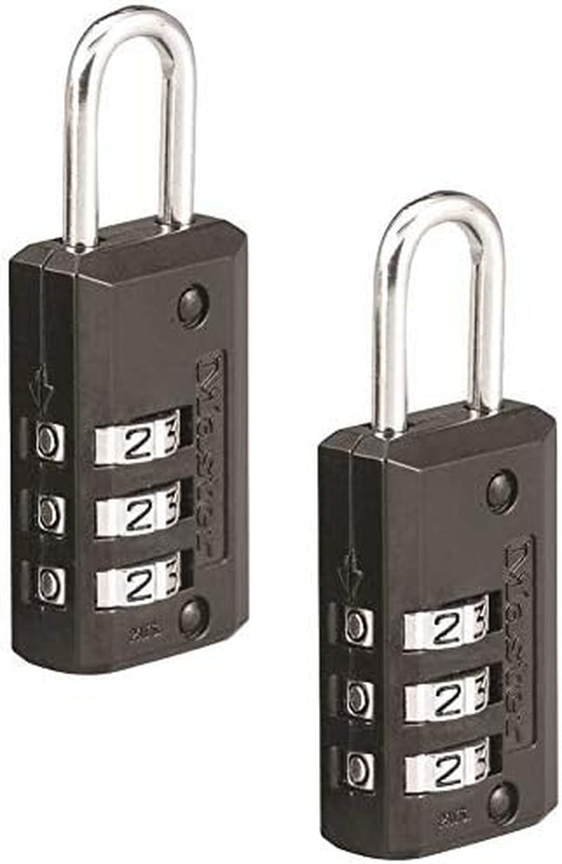 Black Set Your Own Combination Luggage Lock, Custom Combo Suitcase Padlock for Travel Bags or Backpacks, 646T , 2 Count ( Pack of 1)