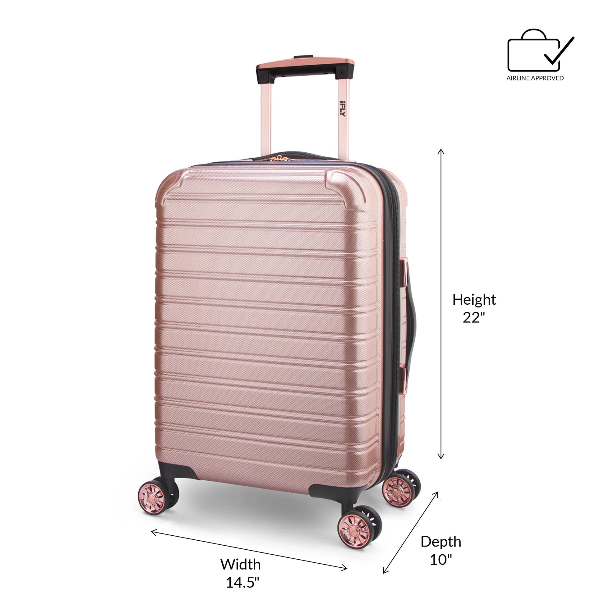 Hardside Fibertech Luggage 20" Carry-On Luggage, Rose Gold