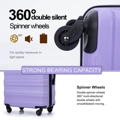 Hardside Luggage Set 3-Piece Set (21/25/29) Lightweight Suitcase 4-Wheeled Suitcase Set(Purple)