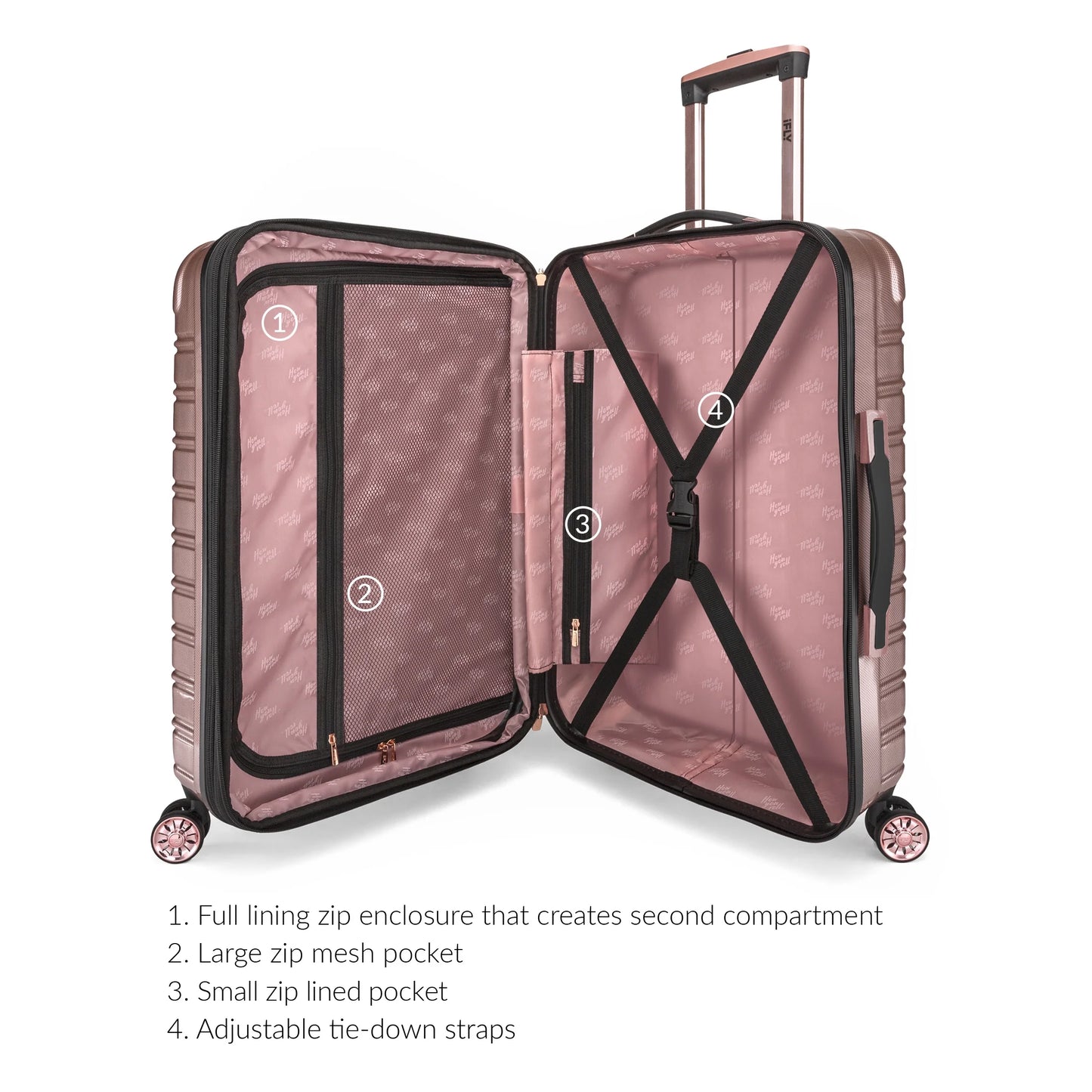 Hardside Fibertech Luggage 24" Checked Luggage, Rose Gold