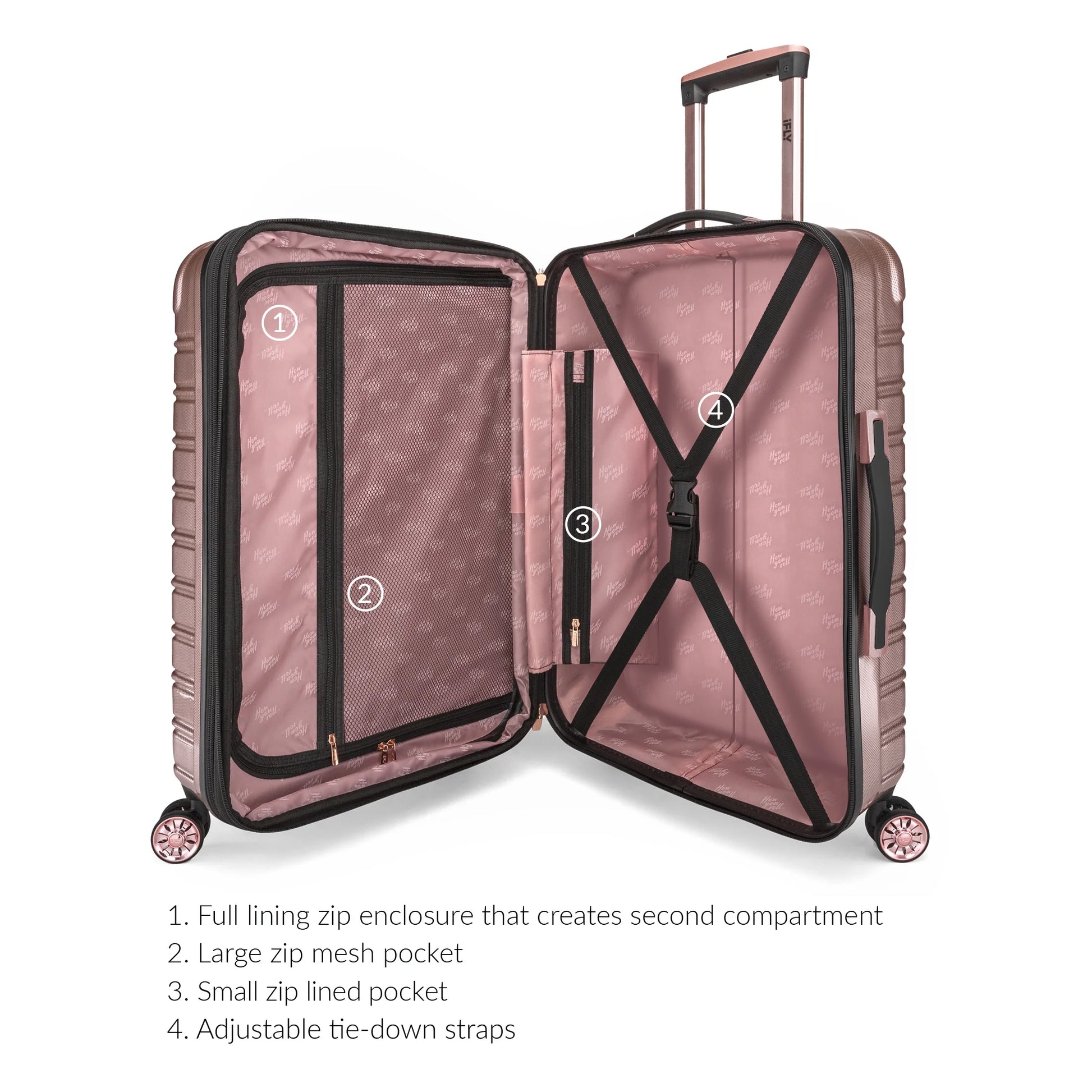 Hardside Fibertech Luggage 24" Checked Luggage, Rose Gold