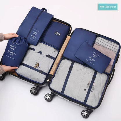 New 8Pcs/Set Pink Travel Storage Bags for Traveling Accessories Travel Organizer Cosmetic Luggage Large Suitcase Travel Set Kit