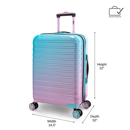 Hardside Fibertech 3 Piece Luggage Set, 20" Carry-On, 24" and 28" Checked Luggage, Cotton Candy