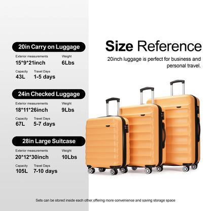 28 Inch Expandable Luggage,Large Suitcase with Wheels,Yellow