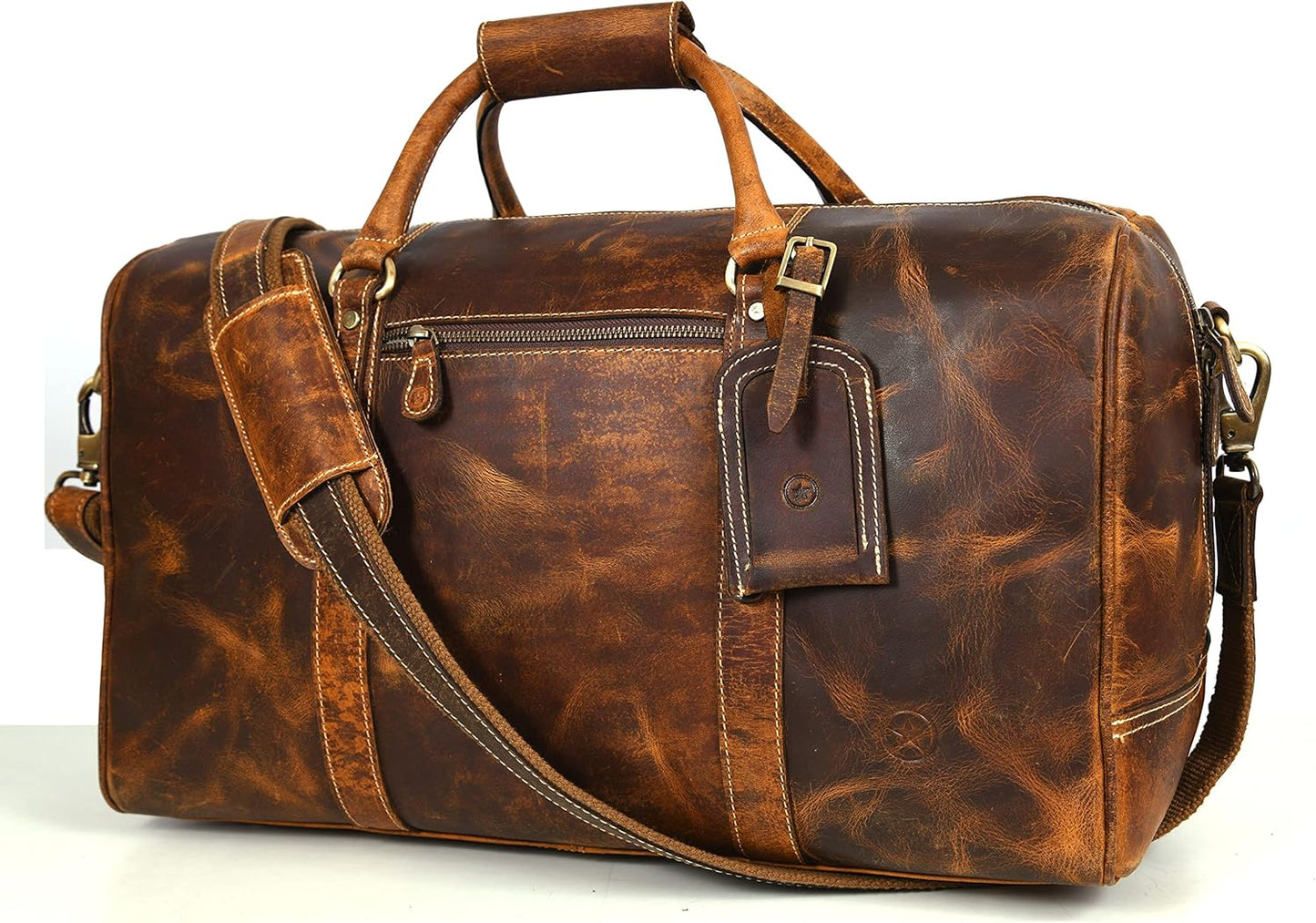 Leather Travel Duffel Bag | Gym Sports Bag Airplane Luggage Carry-On Bag | Gift for Father'S Day by Aaron Leather Goods