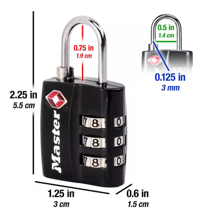 TSA Approved Combination Luggage Lock, Resettable, Black