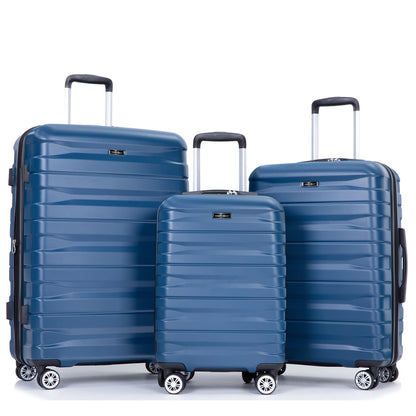 Hardside Luggage Set,Carry-On,Lightweight Suitcase Set of 3Piece with Spinner Wheels,Tsa Lock,21Inch/25Inch/29Inch(Blue)