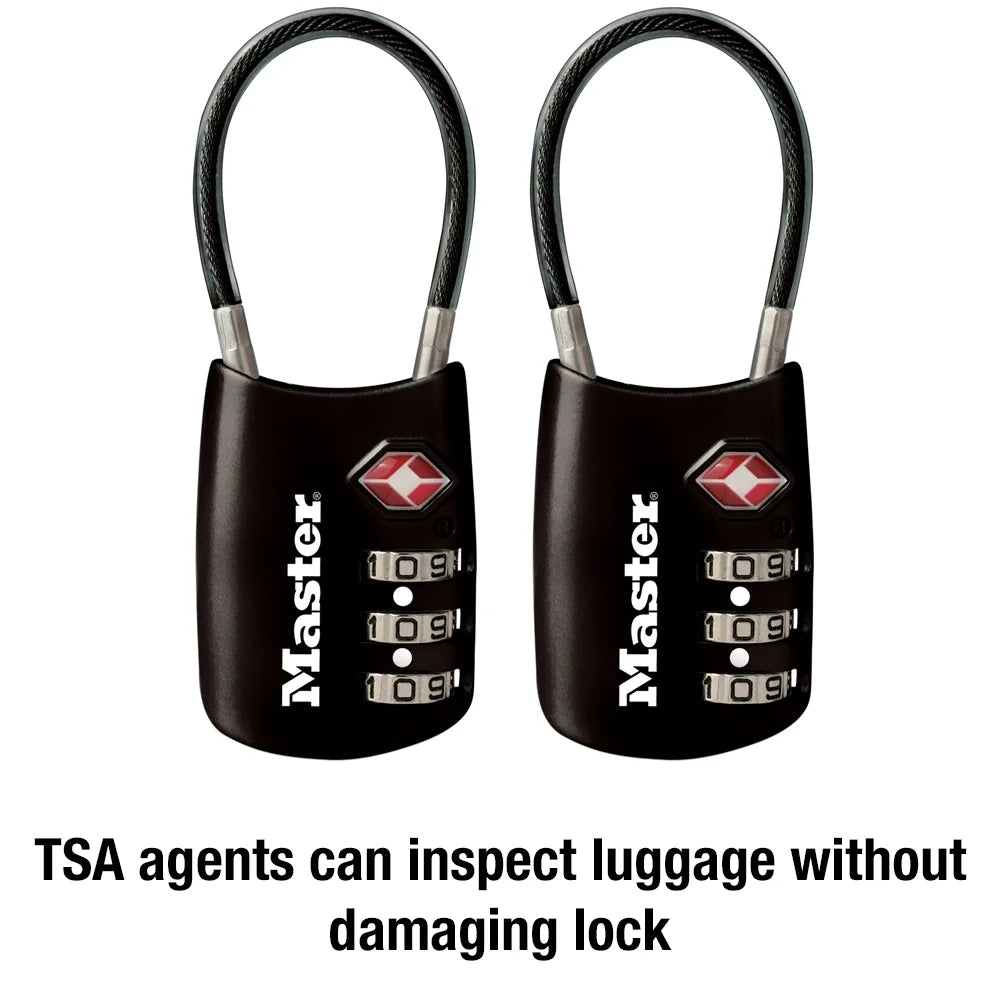 4688T Set Your Own Combination Tsa-Accepted Cable Padlock, Assorted Colors, 2 Pack