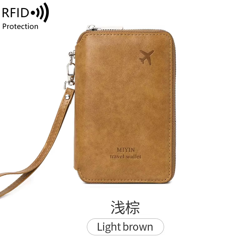 Minimalist and Fashionable RFID Passport Holder Multifunctional PU Leather Travel Accessory Passport Holder Wallet Holder Unisex