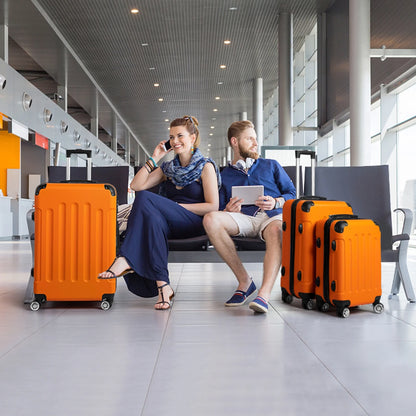 Hardside Lightweight Spinner Orange 3 Piece Luggage Set with TSA Lock