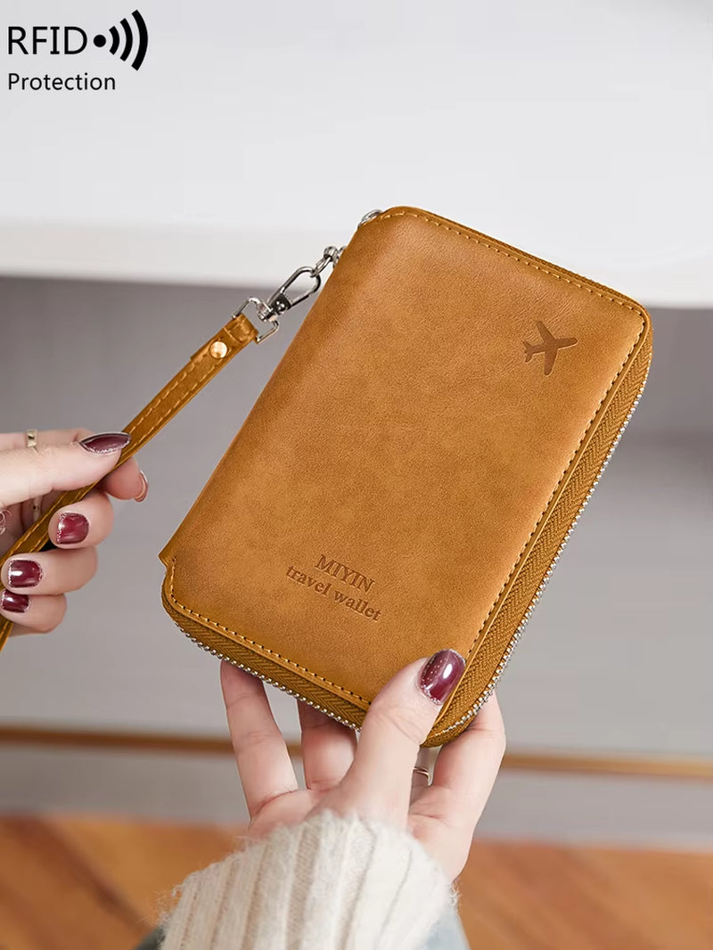 Minimalist and Fashionable RFID Passport Holder Multifunctional PU Leather Travel Accessory Passport Holder Wallet Holder Unisex