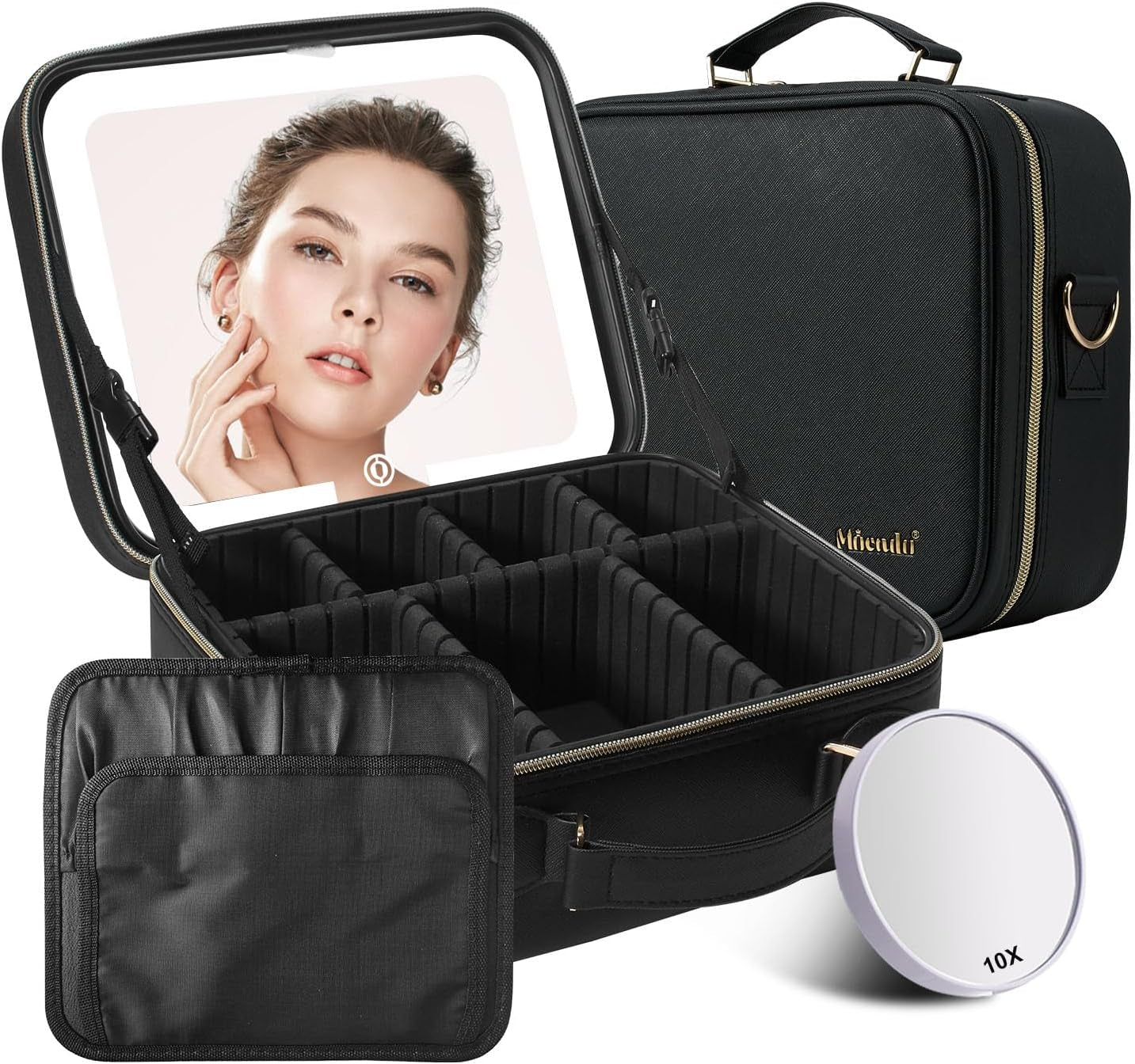 LED Travel Makeup Mirror Travel Makeup Bag with LED Lighted Mirror