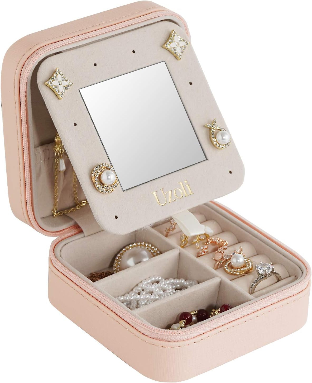 Travel Jewelry Case for Women, Small Travel Jewelry Boxes, Travel Jewelry Organizer for Rings Earrings