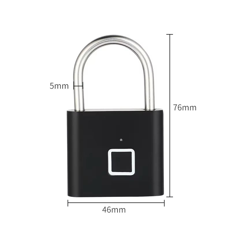 Smart Keyless USB Rechargeable Fingerprint Padlock Waterproof Door Lock 0.1 Second Unlock Portable Anti-Theft Padlock Zinc