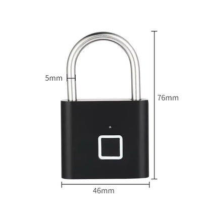 Smart Keyless USB Rechargeable Fingerprint Padlock Waterproof Door Lock 0.1 Second Unlock Portable Anti-Theft Padlock Zinc