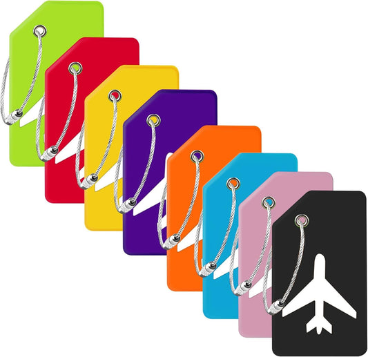 8 Pack Silicone Luggage Tag for Suitcases with Stainless Loop, TSA Approved, Privacy Protection Travel Essentials Bag Tags by , Mixed Color